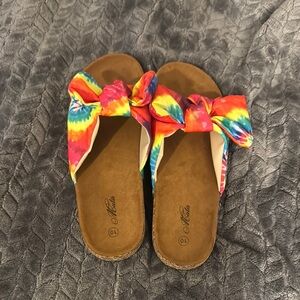 Colorful Tie-Dye Bow Sandals